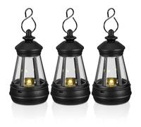 SEWOART Linterna Solar Colgante para Exteriores Led, Set de 3 Mini Linternas Solares de Plástico Resistente 4.8x8.5 Cm, Decoración Jardín Vintage Luz Automática para Ambiente Cálido