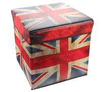 SEWOART Taburete Plegable de Almacenamiento Retro Bandera Británica Tamaño Mediano Material Resistente Otomana Multiusos para Sala de Estar y Dormitorio Reposapiés Portátil para