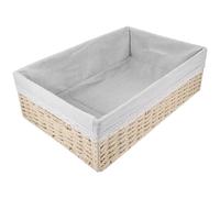 SEWOART Tejida Cesta de Almacenamiento de Escritorio Forro Oscuro y Asas | Estructura Resistente, Acabado de Fibras Vegetales, Borde Redondeado, para Snacks, Pan y Organización del Hogar