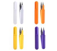 SEWOART Tijeras de Bordar Pequeñas de Acero Inoxidable, Set de 4 Mini Tijeras de Costura con Diseño Colgante y Cortahilos, Ideales para Manualidades, Punto de Cruz y Color Color Aleatorio