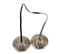 SEWOART Tingsha de Cobre Nepalí para Meditación Platillos de Mano Grabados Instrumento de Sonido Terapéutico para Yoga y Relajación Accesorio Elegante para Mindfulness