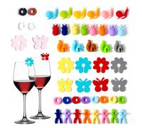 Sewokon 55 identificadores de copas de vino, marcadores de bebidas de silicona, reutilizables, marcadores de copa de vino, identificadores de vidrio para recepción de fiestas, accesorios de vino,