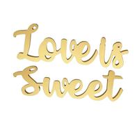 Sewroro 1 Juego de Letras de Madera Love Is Sweet para Decoración de Mesa de Boda, Centro de Mesa Dorado, Cartel para Aniversarios, Despedidas de Soltera y Eventos Románticos