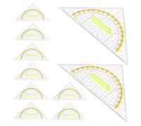 Sewroro 10 Piezas De Regla De Escala De Transportador Transparente Instrumentos De Dibujo Triángulos De Seguridad Regla De Dibujo Útiles Escolares para Escolares