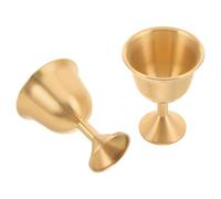 Sewroro 2 Cálices de Latón Macizo Medianos Pie Copas Antiguas Doradas para Comunión Ceremonias y Banquetes Medievales Cáliz Ritual Decorativo Versátil para Bodas y Fiestas