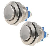 Sewroro 2 Piezas Botón de Timbre Pulsador para Puerta Botón de Timbre Luz LED Níquel Plateado Cobre Redondo Fácil Instalación Resistente Intemperie Cable