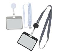Sewroro 2 piezas Fundas para Tarjetas de Identificación con Lanyard Protector Antirayaduras para Insignias y Tarjetas de Trabajo para Empleados Estudiantes y Profesionales