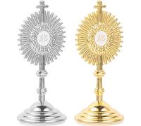 Sewroro 2 Uds. Crucifijo De Pie con Base De Metal Jesús En La Cruz Católica Jesús Cruz Crucifijo Escritorio Estatua Alta Cristiana Católica Religiosa Estatuilla para Mesa De Altar