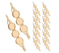 Sewroro 20 Piezas Bandeja Biselada para Pinzas de Pelo, Pinza Cabello de Bandeja Vacía, Metal Dorado, Redonda, Compatible con Cabujones de 12mm, Diy, para Mujer y Niñas