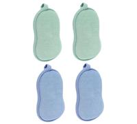 Sewroro 4 Esponjas de Baño para Bebés Doble Cara Exfoliante de Planta Azul, Suaves y Exfoliantes para Uso Diario y Hora del Baño