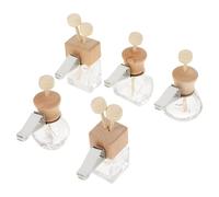 Sewroro 5 Frascos de Perfume para Coche Tapa de Madera Difusores de Aroma para Rejillas de Ventilación Frascos Vacíos para Aceites Esenciales Ambientadores para Interior de Vehículo