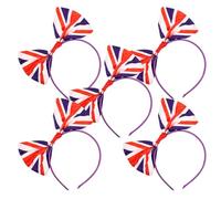 Sewroro 5 Piezas Diademas Lazo y Bandera del Reino Unido para Festivales y Fiestas Accesorio Unisex de Talla Única Colores Brillantes y Diseño Temático Británico