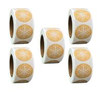 Sewroro 5 Rollos Pegatinas Navideñas de Papel Kraft Copos de Nieve, 5
