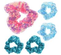 Sewroro 5piezas Diadema Lentejuelas Colorida y Fluorescente para Fiestas y Eventos Especiales Incluye Lazos Cabello Lentejuelas Perfectos para Anillos de Pelo y Decoración Color Aleatorio