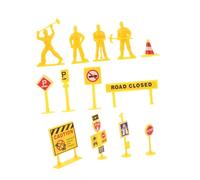 Sewroro 84 Piezas Mini Figuras de Tráfico y Señales de Construcción para Decoración de Tartas y Educativos Conos y Barreras Plástico para Miniatura