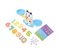 Sewroro Báscula Numérica Diseño de Vaca Blanco y Negro Juego de Matemáticas Montessori para Preescolar Juguete Educativo para Contar y Aprender Suma y