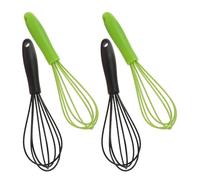 Sewroro Batidor de Mano Mini de Acero Inoxidable y Silicona 4 Piezas 2 Negro 2 Verde Batidor Pequeño para Huevos y Leche Utensilio Portátil para Mezclar y Hornear Cocina Doméstica