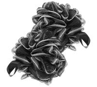 Sewroro Bola de Baño de Fibra de Carbón de Bambú Negra Tamaño Grande 2 Piezas Esponja de Malla Exfoliante para Ducha Limpieza Corporal para Adultos y Correa para Colgar