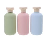 Sewroro Botellas de Viaje para Artículos de Aseo 200 Ml Set de 3 Frascos Exprimibles Rellenable Plástico con Tapa Abatible Antigoteo Portátiles y Tricolor para Loción Champú y Gel de