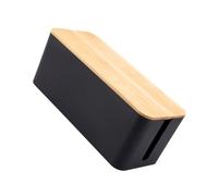 Sewroro Caja Organizadora Cables Redonda con Contenedor para Almacenaje de Cables y Enchufes Mediana Diseño Madera Caja para Adaptadores y Regletas Plástico Resistente para Cocina y