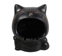 Sewroro Cenicero De Cerámica Forma De Gato Grande, Multiusos, Sin Humo, Color Negro, para Hogar y Oficina, Decoración De Mesa y Porche, Pieza Decorativa Funcional