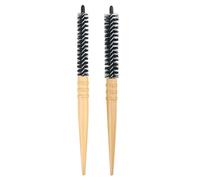 Sewroro Cepillo de Rodillo de Madera Natural 2 Piezas (pequeño y Grande) para Peinar y Rizar el Cabello Femenino, Cepillo Compacto y Ligero para Uso Doméstico Viaje, Cuidado