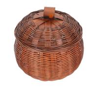 Sewroro Cesta de Almacenamiento de Madera Redonda Multifunción Tapa Práctica para Huevos y Frutas en Cocina y Hogar