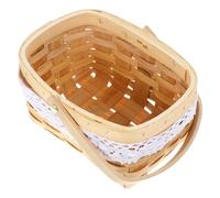 Sewroro Cesta de Madera Tejida a Mano Rectangular Cesta para Flores Delicadas Almacenamiento de Pan en Cocina Portátil para Hogar y Oficina