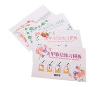 Sewroro Cuaderno de Práctica para Dibujo de Uñas, 4piezas Páginas Multilayer para Principiantes Compatible Rotuladores y Bolígrafos de Agua para Autoaprendizaje en Casa