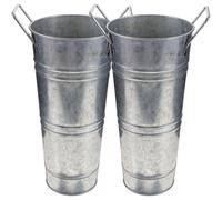 Sewroro Cubos de Flores Vintage de Hierro Galvanizado 2 Piezas Jarrones Rústicos sin Brillo con Diseño Antigoteo para Decoración Floral y Hogar Macetas Metálicas Resistentes para Jardín