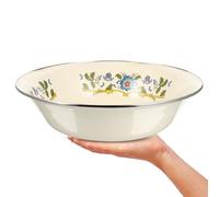 Sewroro Cuenco de Esmalte Retro de 30 Cm, Lavable y Multiusos, Color Blanco Crema, Adecuado para Sopa, Mezcla y Almacenamiento en Cocina Vintage