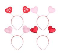 Sewroro Diadema Cabello 4 Piezas Diseño de Corazón Rosa Accesorio para San Valentín y Fiesta Banda Decorativa Romántica para Peinados y Disfraz