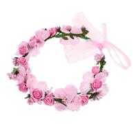 Sewroro Diadema de Flores Artificiales para Novia Corona Floral Ajustable Rosa Accesorio Ligero para Boda Guirnalda Nupcial para Fotografía y Eventos Obsequios
