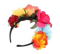 Sewroro Diadema de Flores Hawaiana de Simulación para Niña Diseño Floral Rosas Fucsia y Naranja Accesorio Flexible y Cómodo para Decoración de Cabello y Fiestas Tropicales