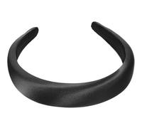 Sewroro Diadema de Satén Negra Acolchada Antideslizante para Mujer, Banda Ancha de Tejido Lisa, Accesorio Elegante Cabello Adecuado para Banquetes y Viajes