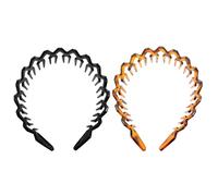 Sewroro Diadema Ondulada Peine Cabello, Banda de Plástico Resistente en Negro y Ámbar, 2 Piezas para Mujer y Niña, Accesorio Adecuado para Uso Diario, Fiestas y Playa