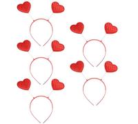 Sewroro Diademas Cabello Forma de Corazón Rojo 5 Piezas Antideslizantes Tamaño Ajustable Accesorios Cabello de Año y San Valentín Ligeras y Elásticas para Mujer