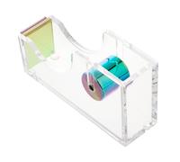 Sewroro Dispensador de Cinta Adhesiva para Escritorio Soporte de Acrílico Transparente con Cortador de Metal Organizador de de Oficina y Diseño Chic y Antideslizante