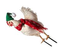 Sewroro Estaca Decorativa de Gallina Navideña para Jardín, Hierro