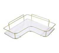 Sewroro Estante de Pared Esquinero para Baño sin Perforación, Acrílico Dorado Ligero, Estante Adhesivo Triangular para Almacenamiento de Champú y Artículos de Ducha, Organizador Práctico