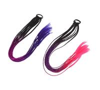 Sewroro Extensiones de Coleta Trenzadas de Colores para Niñas 2 Piezas Peluca Sintética Ligera Degradado Ombré Accesorio para Fiestas Festivales Cosplay y Disfraces