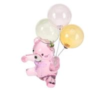 Sewroro Figura de Oso Coleccionable de Cristal Mini para Escritorio Decoración Navideña Globo Diseño Artístico de Oso Animal Colores Verde Rosa y Amarillo Adorno Compacto para