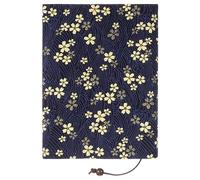 Sewroro Funda Para Libro A5 Protector De Libros De Tela Con Patrón De Flores De Cerezo Funda Para Libros De Tapa Dura Cuaderno (Azul Marino)