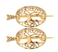Sewroro Horquillas Vikingas Metálicas para Mujer 2 Piezas Diseño Nudo Celta Árbol Vida Accesorios Retro para Cabello Eventos Temáticos y Cosplay