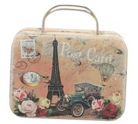 Sewroro Joyero de Viaje Pequeño Retro, Contenedor de Joyas Asa, Metal, para Estuche de Pestañas Postizas y Maletín de Maquillaje