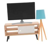 Sewroro Juego de muebles para casa de muñecas en miniatura de 3 piezas, miniarmario de TV y decoración de lámpara para accesorios de casa de muñecas