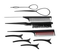 Sewroro Juego de Peines para Mujer y Hombre 9 Piezas Negro Peine Púa de Metal y Peinar Accesorio Profesional de Peluquería para Cuidado y Estilizado del Cabello