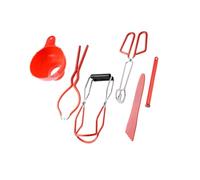 Sewroro Juego para Conservas de 6 Piezas Rojo Embudo Ancho Llave para Frascos y Levantador Magnético de Tapas Kit Utensilios para Hacer Mermelada Casera Adecuado para Conservas y