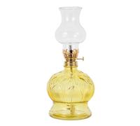 Sewroro Lámpara Retro de Queroseno Estilo Tormenta Lámpara Decorativa Vintage de Cristal Amarillo Luz Regulable Farol Rústico para Interior y Uso Religioso 1 Unidad