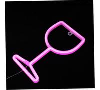 Sewroro LED Luz de Vino Forma de Copa Decoración de para Fiestas y Bares Luz Neón Rosa con Alimentación USB y Batería Accesorio para Celebraciones
